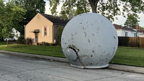 See it: Giant sphere falls from sky in Indiana after severe weather sweeps through